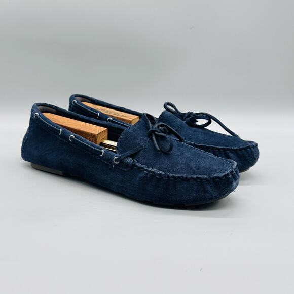 J Crew Shoes Mens 12 Blue Suede Moccasin Driver Loafers Slip On Casual Comfort